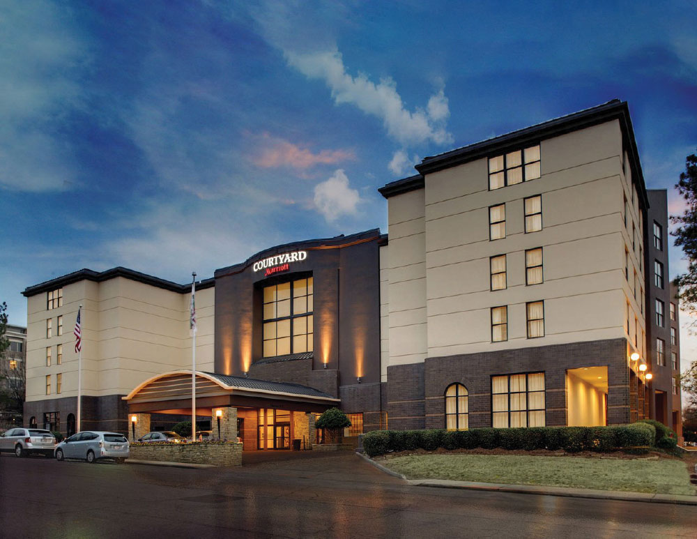 Exterior of the Courtyard Marriott hotel in downtown Decatur.