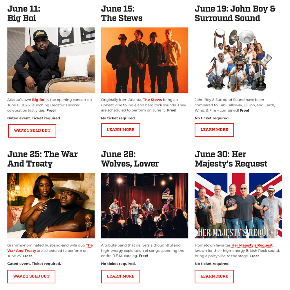 Music grid | Decatur WatchFest '26